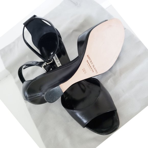 Manolo Blahnik Black Demi-wedge Sandal Size M36.5 - Picture 13 of 16